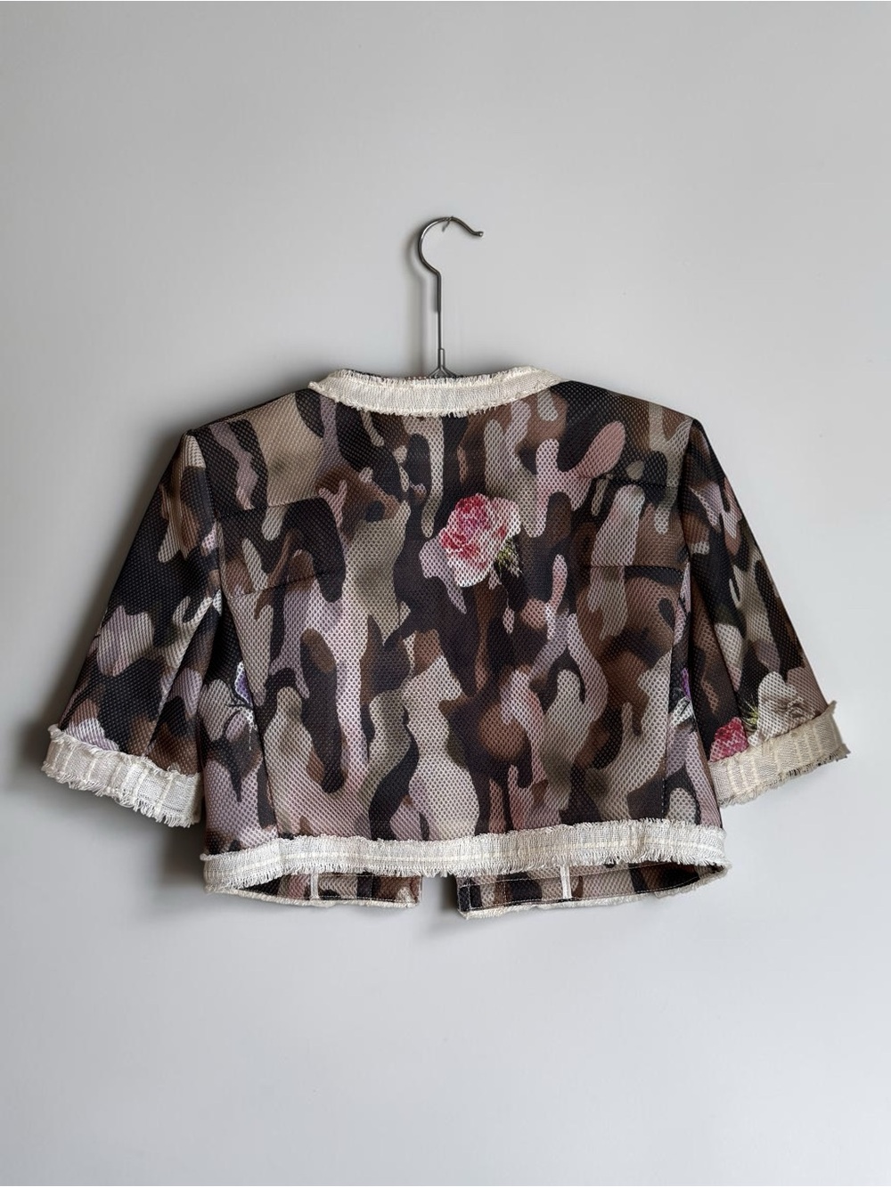 Angela Mele Milano Italian Floral Tweed Cropped Jacket 44/M - Picture 3 of 11